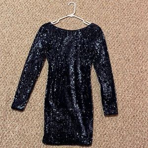 Navy long sleeve sequin dress. Size Small